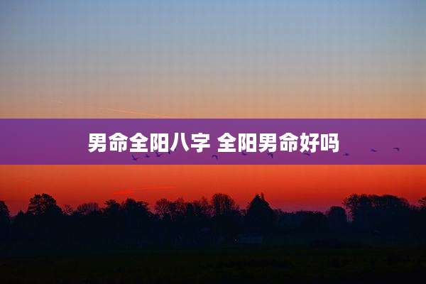 男命全阳八字 全阳男命好吗