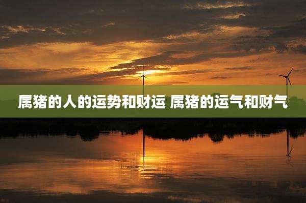 属猪的人的运势和财运 属猪的运气和财气