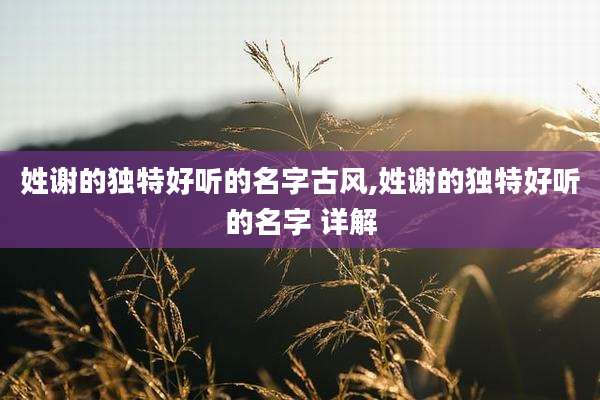 姓谢的独特好听的名字古风,姓谢的独特好听的名字 详解