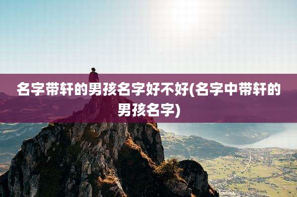 名字带轩的男孩名字好不好(名字中带轩的男孩名字)
