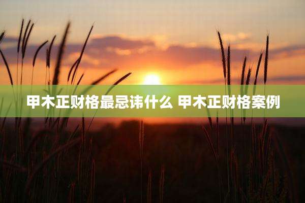甲木正财格最忌讳什么 甲木正财格案例