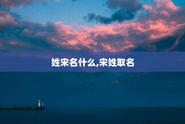 姓宋名什么,宋姓取名