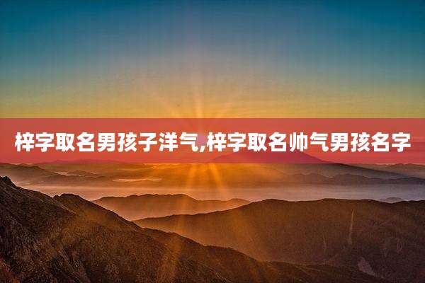 梓字取名男孩子洋气,梓字取名帅气男孩名字