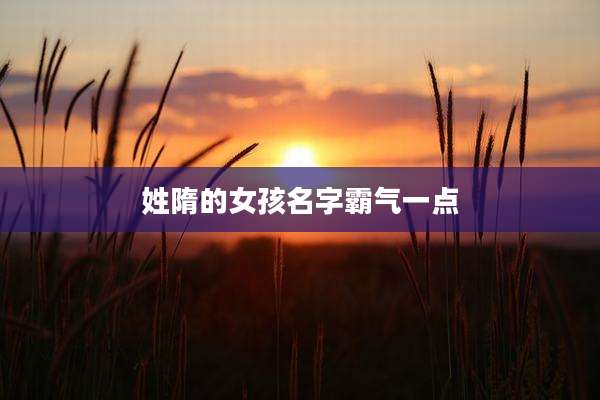 姓隋的女孩名字霸气一点