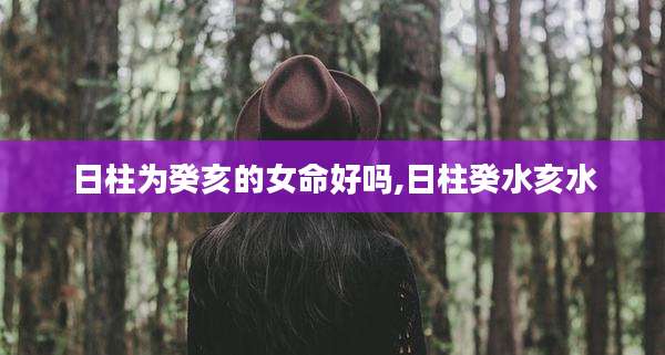 日柱为癸亥的女命好吗,日柱癸水亥水