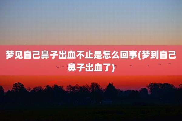 梦见自己鼻子出血不止是怎么回事(梦到自己鼻子出血了)