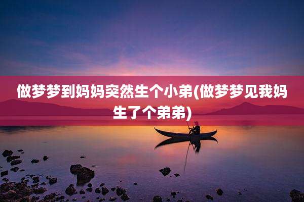 做梦梦到妈妈突然生个小弟(做梦梦见我妈生了个弟弟)