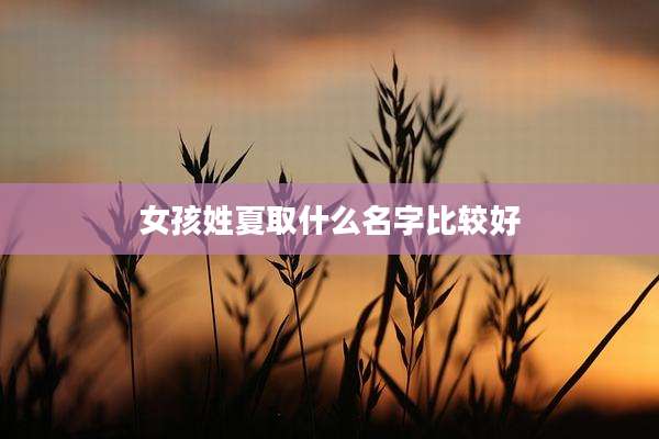 女孩姓夏取什么名字比较好