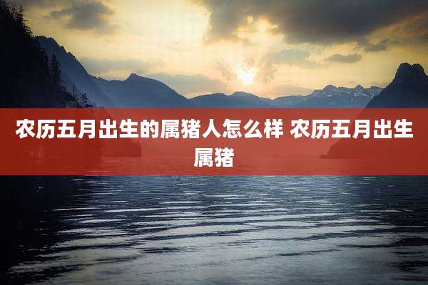 农历五月出生的属猪人怎么样 农历五月出生属猪