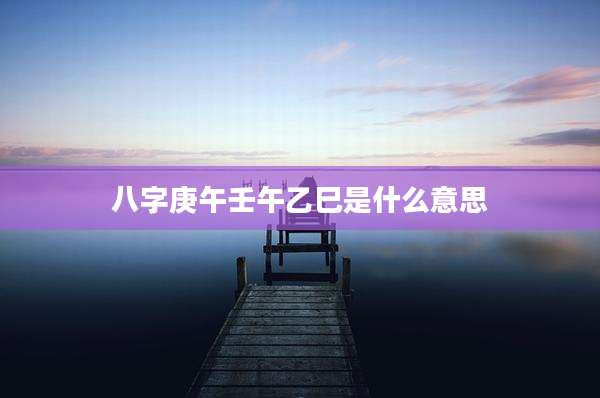 八字庚午壬午乙巳是什么意思