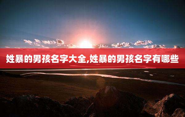 姓暴的男孩名字大全,姓暴的男孩名字有哪些