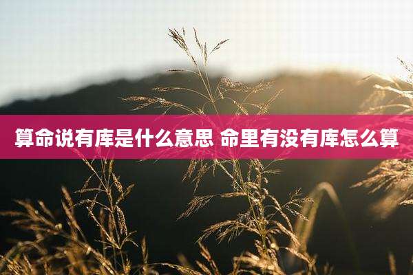 算命说有库是什么意思 命里有没有库怎么算