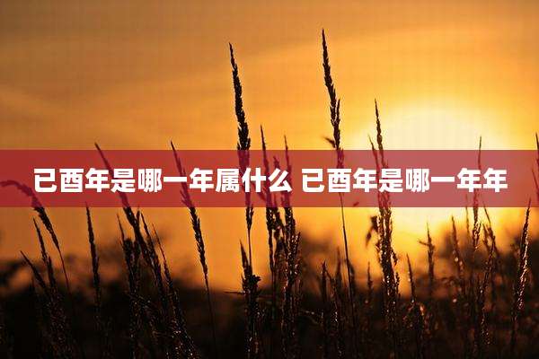 已酉年是哪一年属什么 已酉年是哪一年年