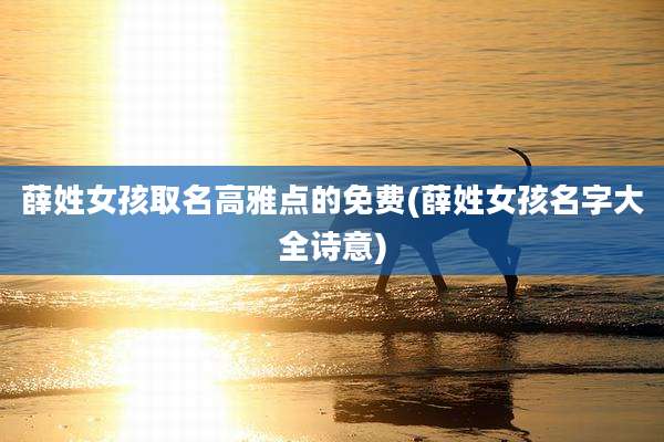 薛姓女孩取名高雅点的免费(薛姓女孩名字大全诗意)