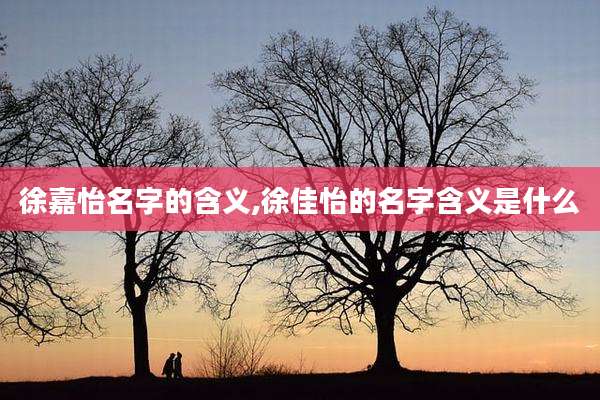 徐嘉怡名字的含义,徐佳怡的名字含义是什么