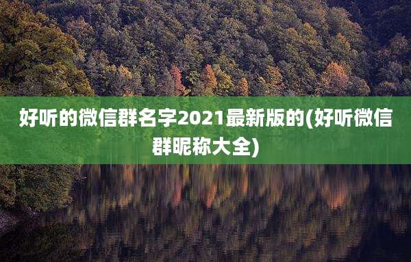 好听的微信群名字2021最新版的(好听微信群昵称大全)