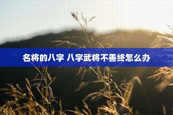 名将的八字 八字武将不善终怎么办