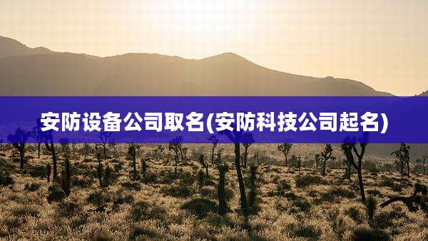 安防设备公司取名(安防科技公司起名)
