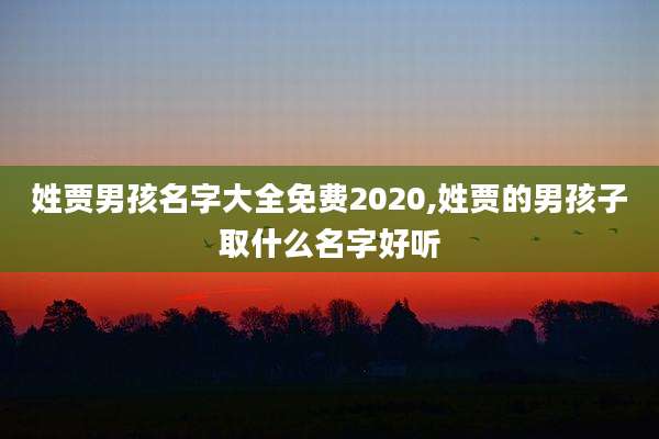 姓贾男孩名字大全免费2020,姓贾的男孩子取什么名字好听