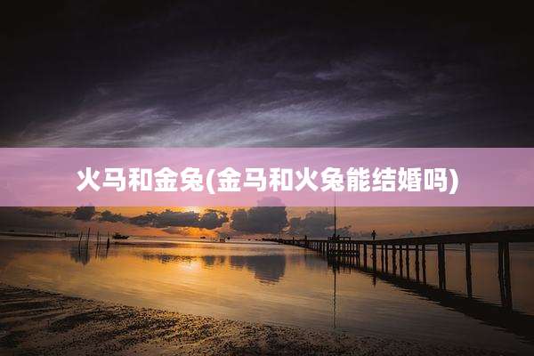 火马和金兔(金马和火兔能结婚吗)