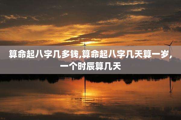 算命起八字几多钱,算命起八字几天算一岁,一个时辰算几天