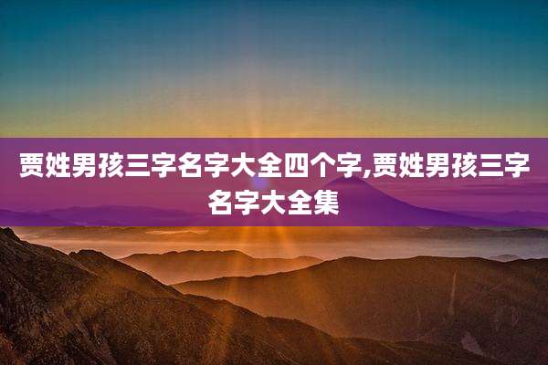 贾姓男孩三字名字大全四个字,贾姓男孩三字名字大全集