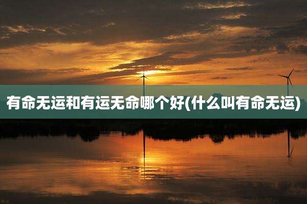 有命无运和有运无命哪个好(什么叫有命无运)