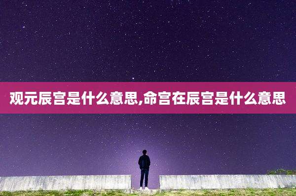 观元辰宫是什么意思,命宫在辰宫是什么意思