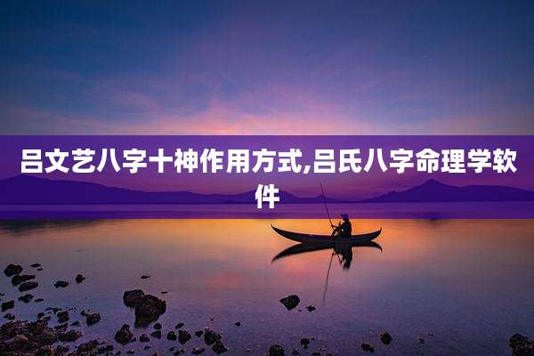 吕文艺八字十神作用方式,吕氏八字命理学软件