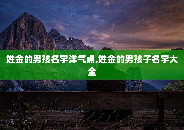 姓金的男孩名字洋气点,姓金的男孩子名字大全