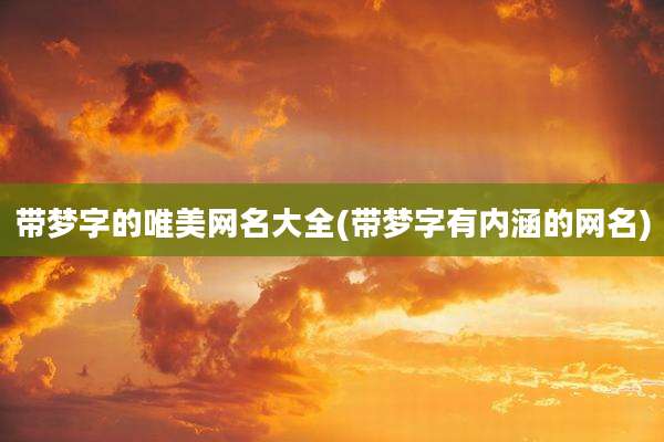 带梦字的唯美网名大全(带梦字有内涵的网名)