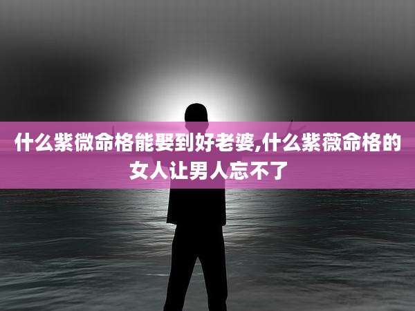 什么紫微命格能娶到好老婆,什么紫薇命格的女人让男人忘不了