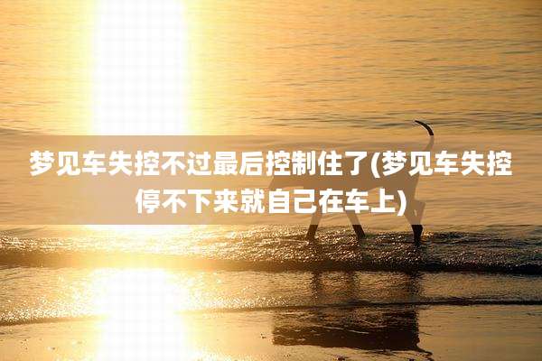 梦见车失控不过最后控制住了(梦见车失控停不下来就自己在车上)
