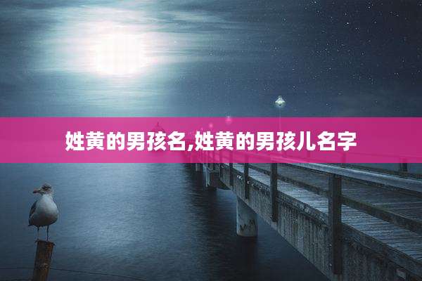 姓黄的男孩名,姓黄的男孩儿名字