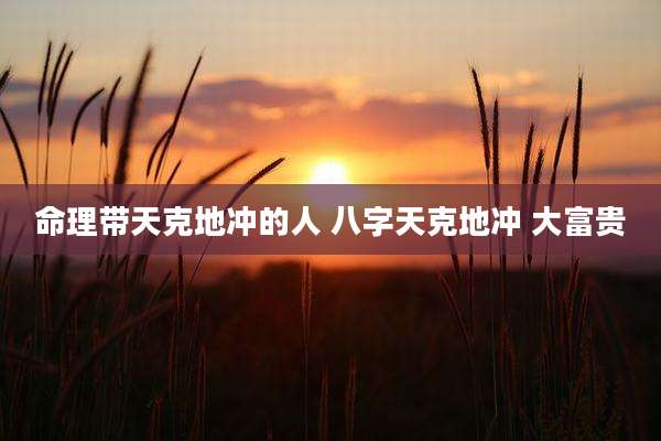 命理带天克地冲的人 八字天克地冲 大富贵
