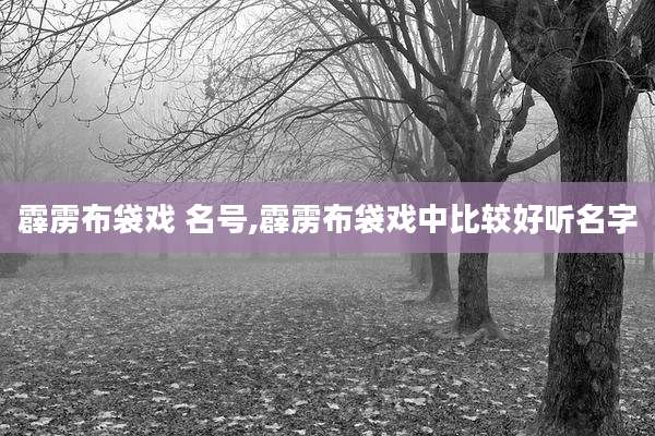 霹雳布袋戏 名号,霹雳布袋戏中比较好听名字