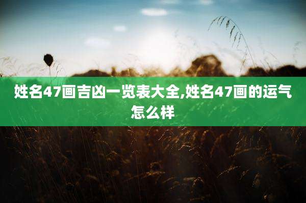 姓名47画吉凶一览表大全,姓名47画的运气怎么样