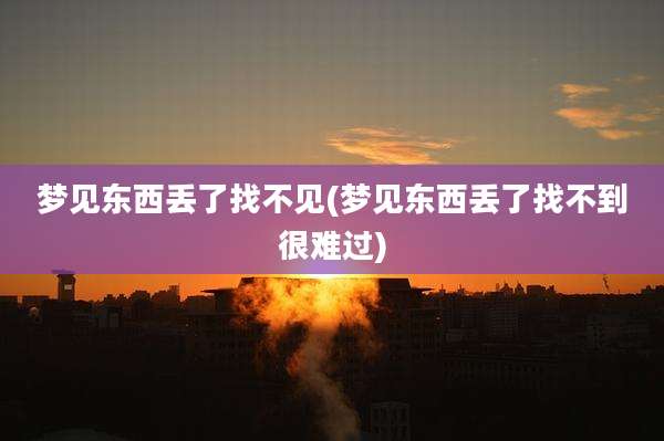 梦见东西丢了找不见(梦见东西丢了找不到很难过)
