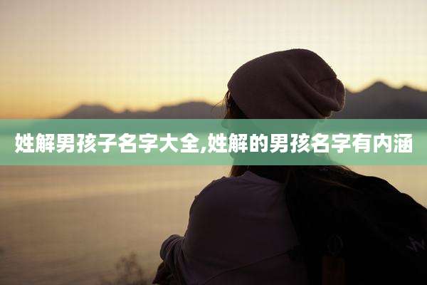 姓解男孩子名字大全,姓解的男孩名字有内涵