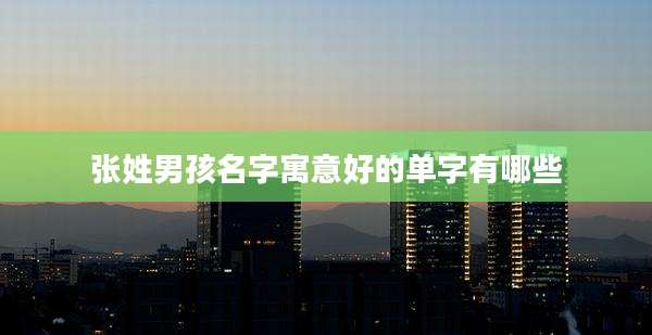 张姓男孩名字寓意好的单字有哪些