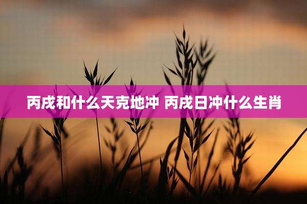 丙戌和什么天克地冲 丙戌日冲什么生肖