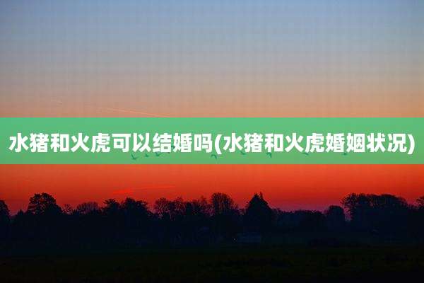 水猪和火虎可以结婚吗(水猪和火虎婚姻状况)