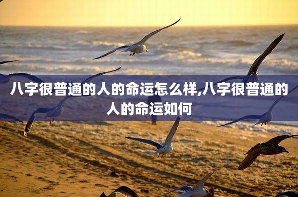 八字很普通的人的命运怎么样,八字很普通的人的命运如何