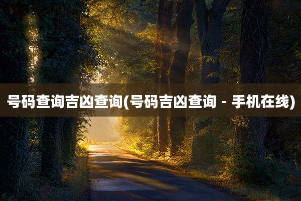 号码查询吉凶查询(号码吉凶查询 - 手机在线)