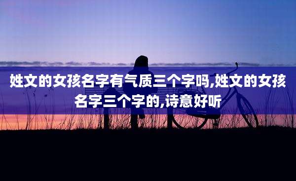 姓文的女孩名字有气质三个字吗,姓文的女孩名字三个字的,诗意好听
