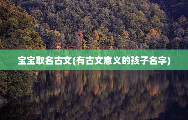 宝宝取名古文(有古文意义的孩子名字)