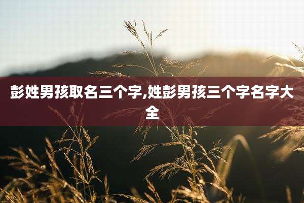彭姓男孩取名三个字,姓彭男孩三个字名字大全