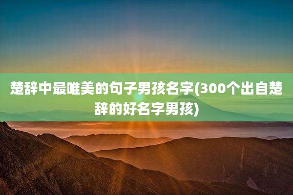 楚辞中最唯美的句子男孩名字(300个出自楚辞的好名字男孩)
