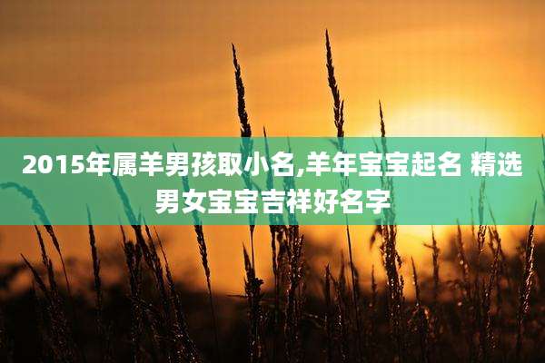 2015年属羊男孩取小名,羊年宝宝起名 精选男女宝宝吉祥好名字