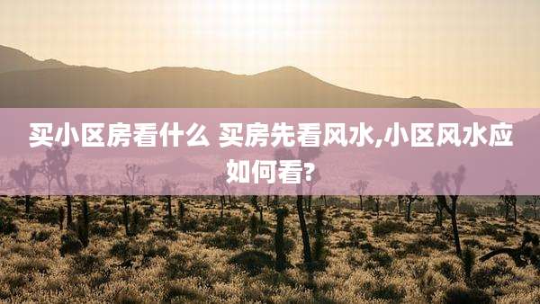 买小区房看什么 买房先看风水,小区风水应如何看?